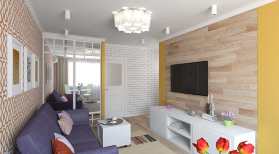 Интерьер двухкомнатной квартиры 75 кв