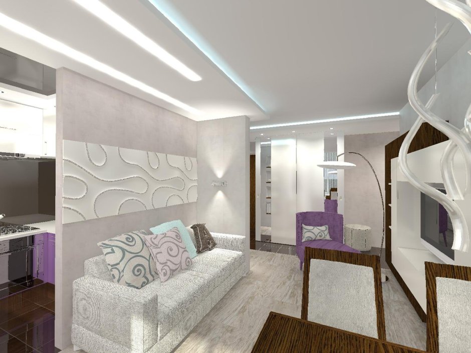 Интерьер 2х комнатной хрущевки с проходной комнатой