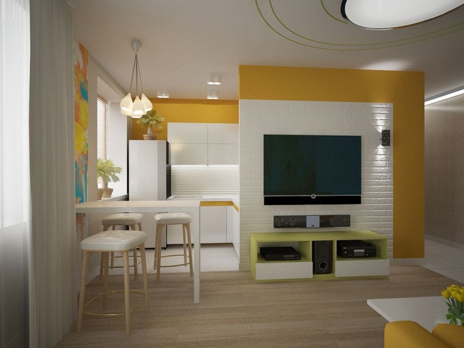 Арка между кухней и гостиной