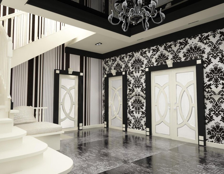 Черные обои в прихожей