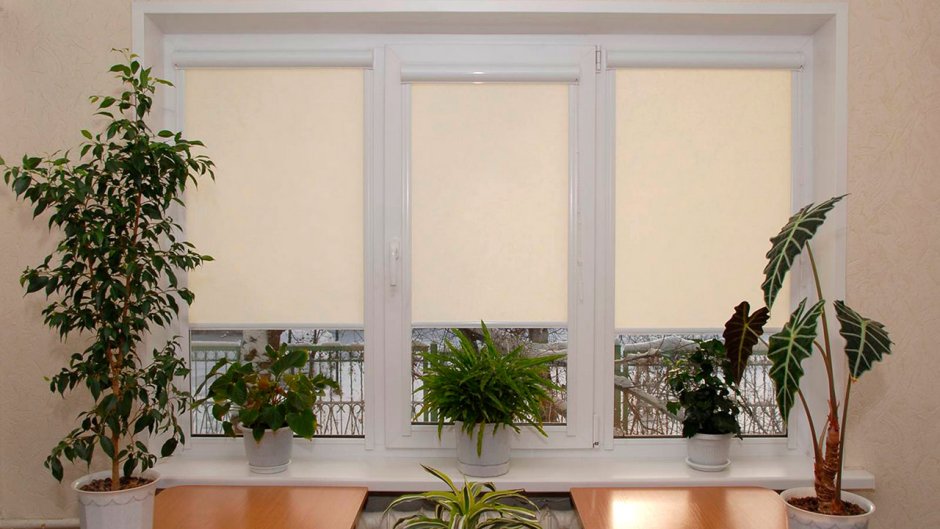 Жалюзи на трехстворчатое пластиковое окно
