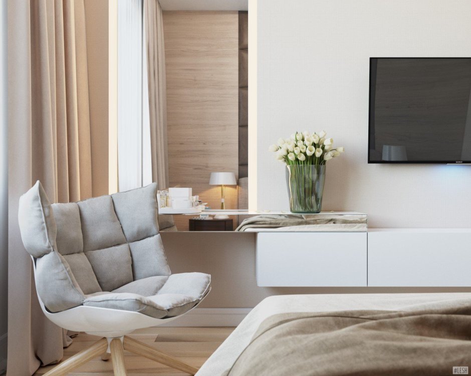 Спальня Минимализм с туалетным столиком