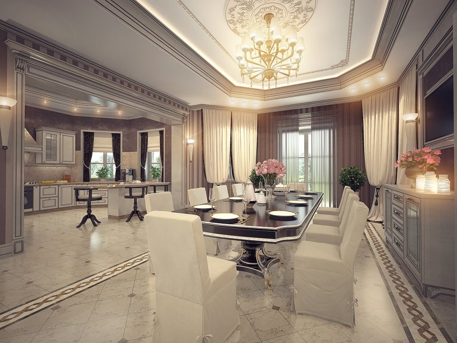 Роскошные столовые в частном доме