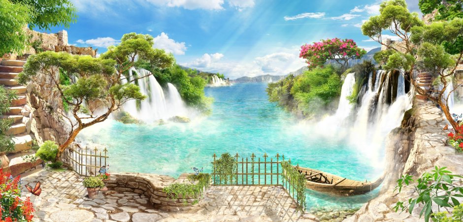 Красивый вид на сад