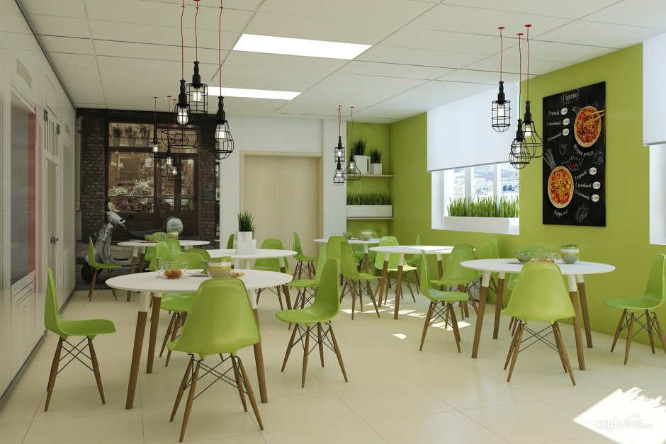 Интерьеры столовой общепита