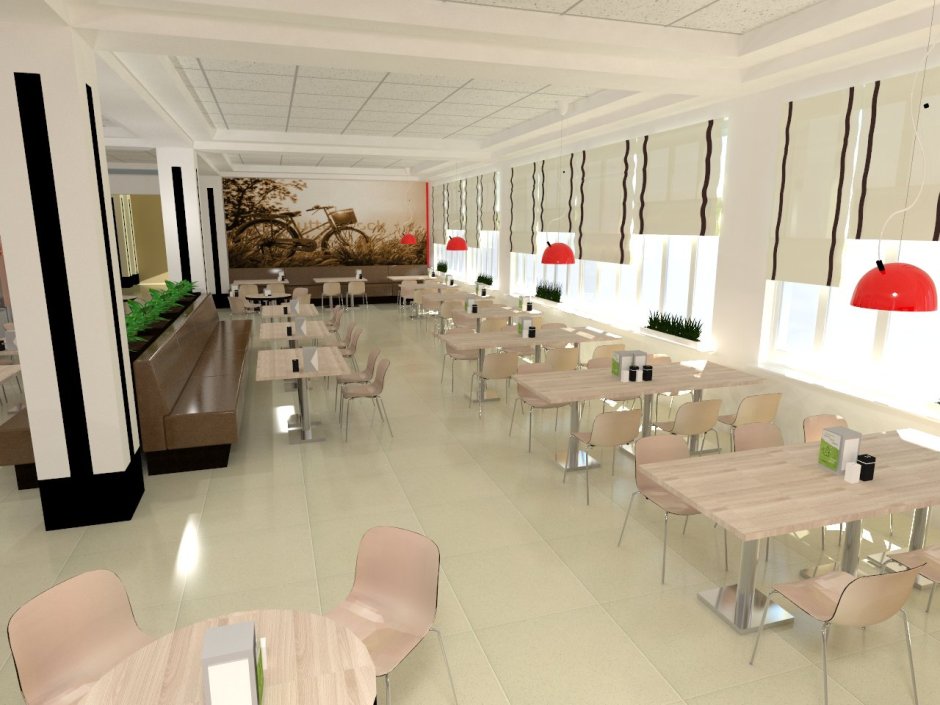 Интерьер заводской столовой