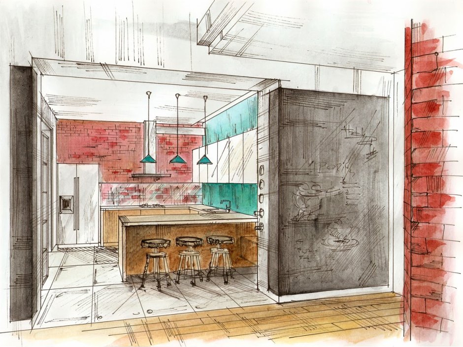 Концептуальный эскиз интерьера