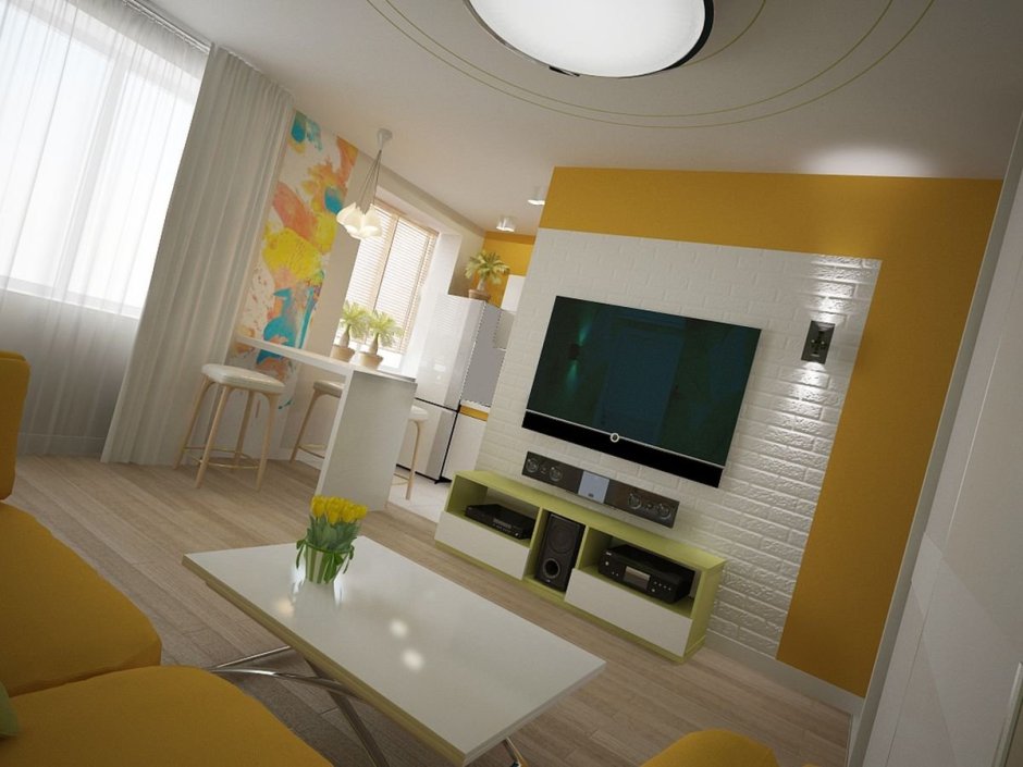 Зал в двухкомнатной хрущевке без перепланировки