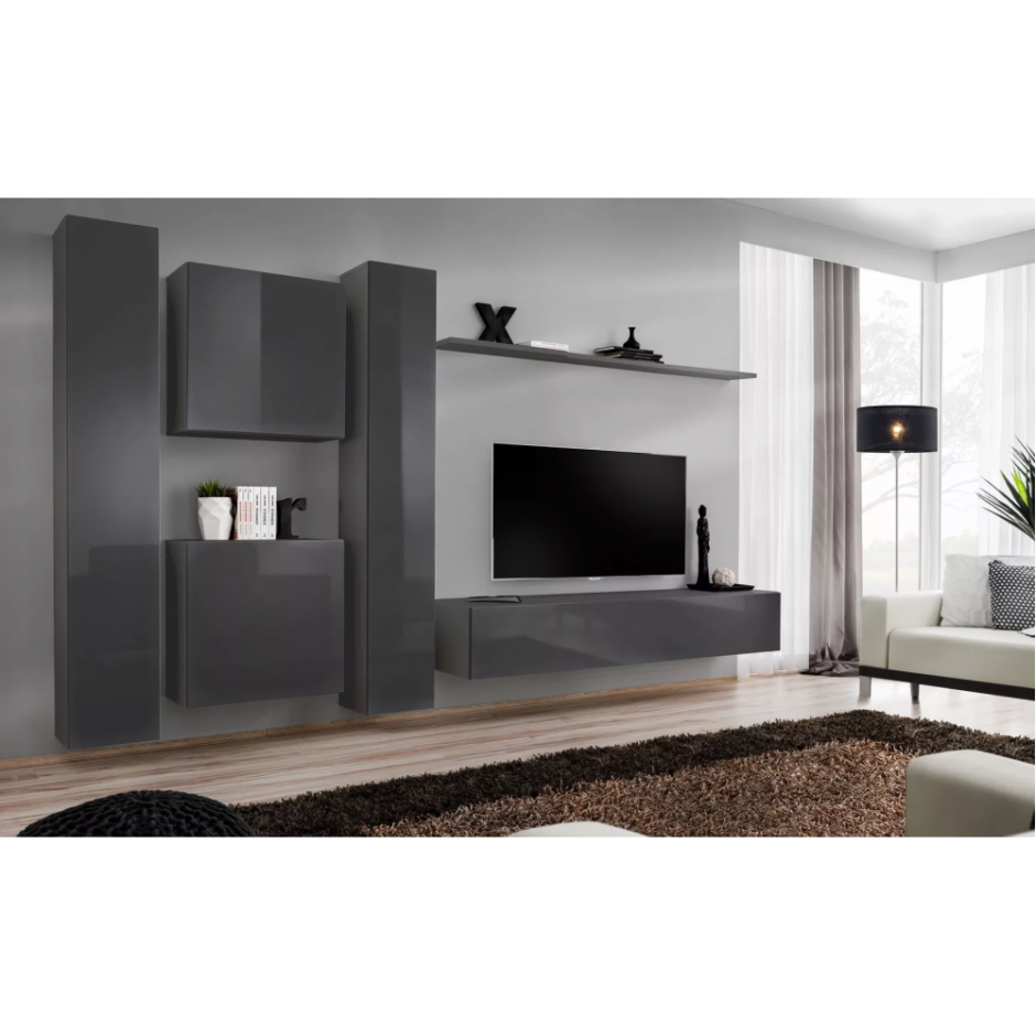 Стенка в гостиную на темной стене