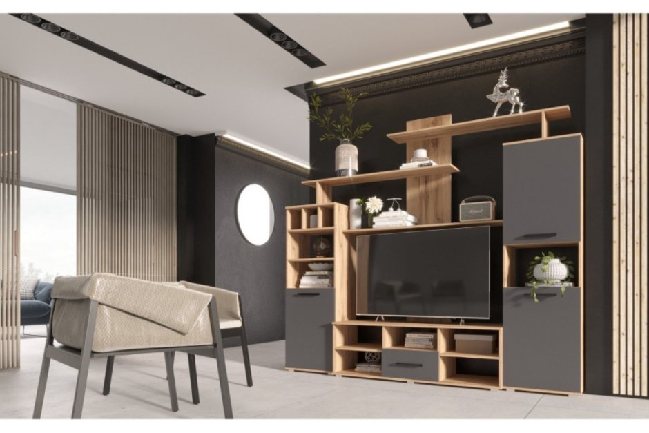 Гостиная мини миф графит дуб крафт