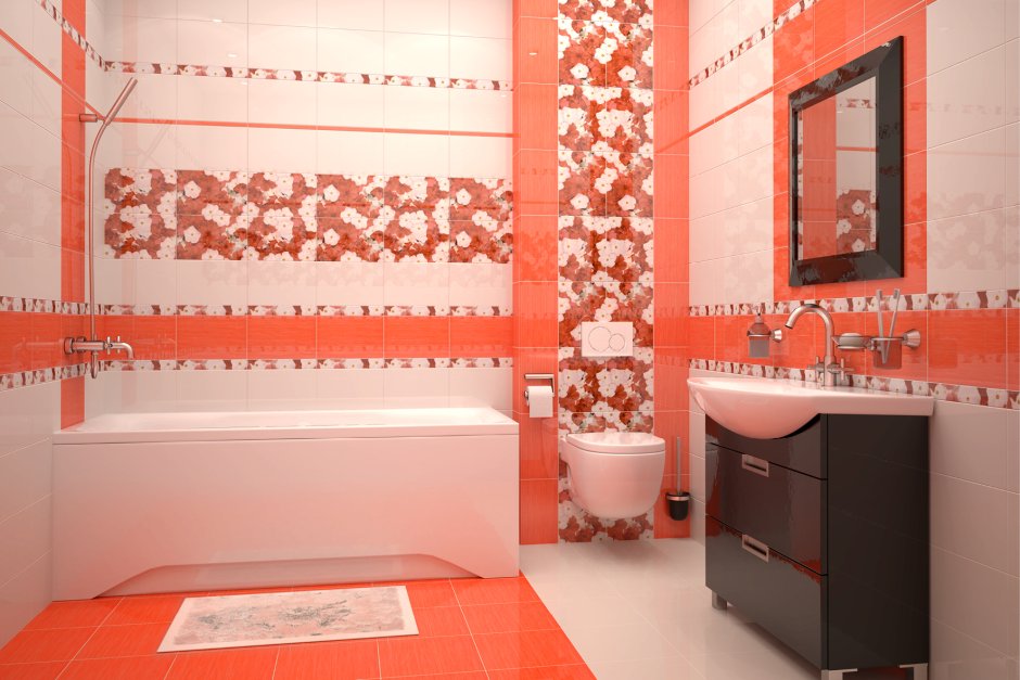 Оранжевая ванная комната