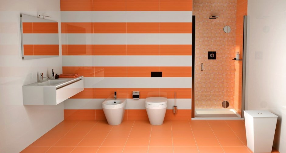 Терракотовая плитка в ванной