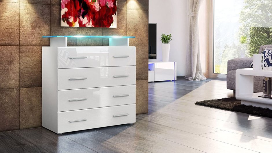 Комод Тоскана белый глянец хофф
