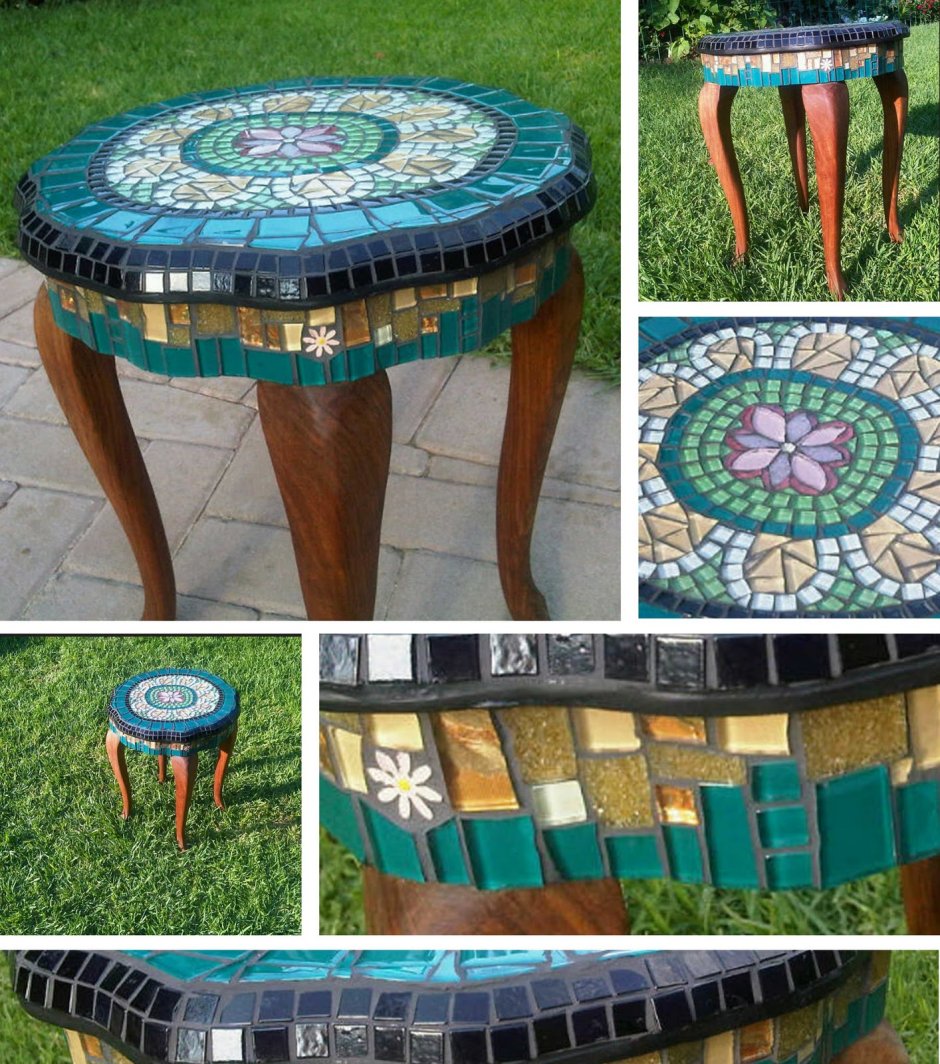 Мозаика на даче из старой плитки