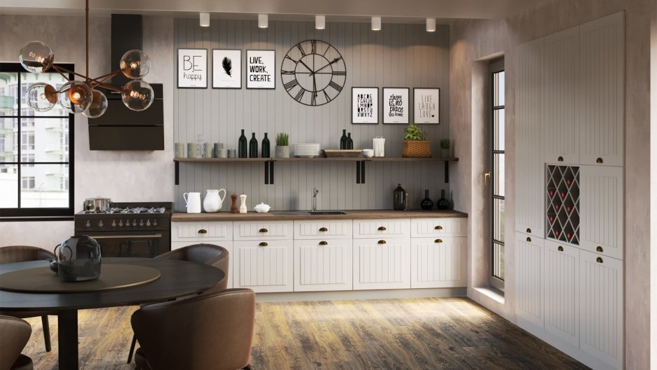 Интерьер кухни без верха