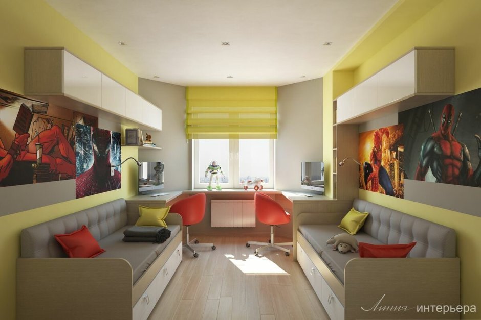 Планировка детской комнаты для двоих