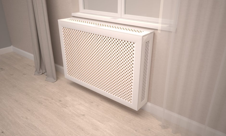 Экран короб радиатора решетка Глория белый