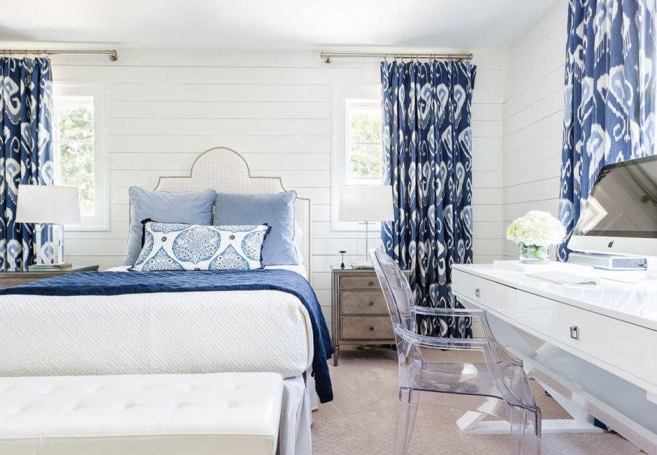 Шторы синие с желтым