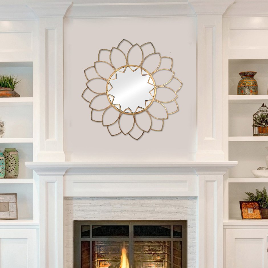 Зеркало солнце над камином