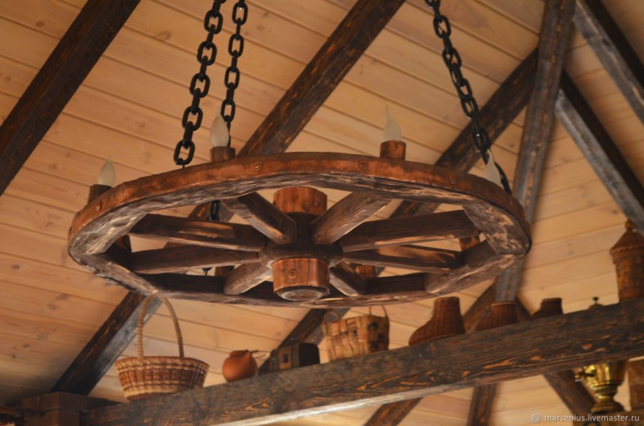 Люстра колесо телеги под старину