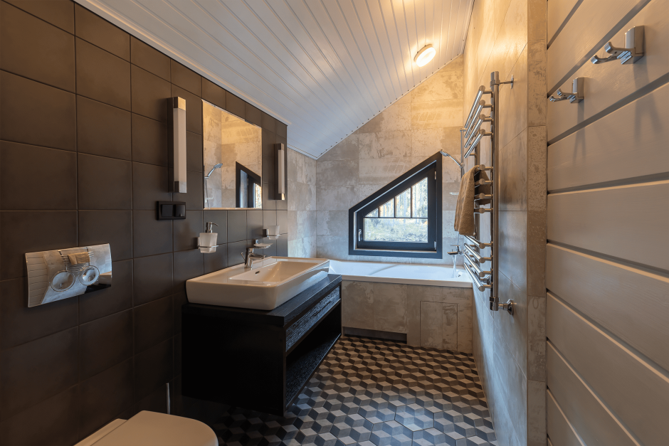Ванная комната на втором этаже в частном доме