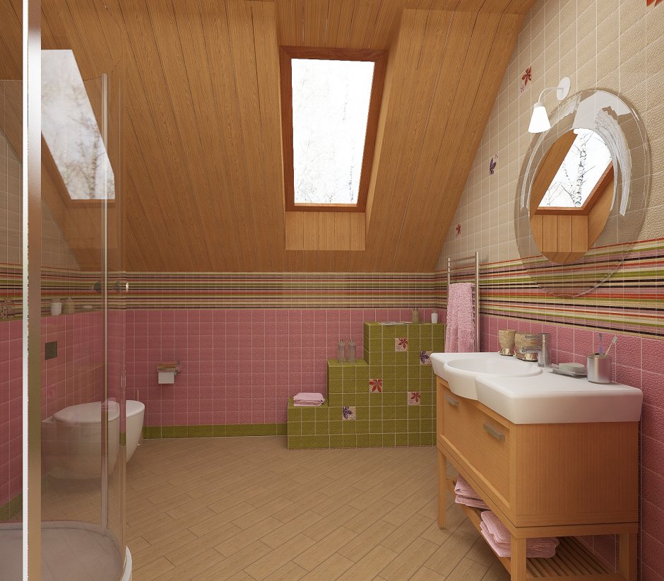 Ванная на мансарде в стиле лофт