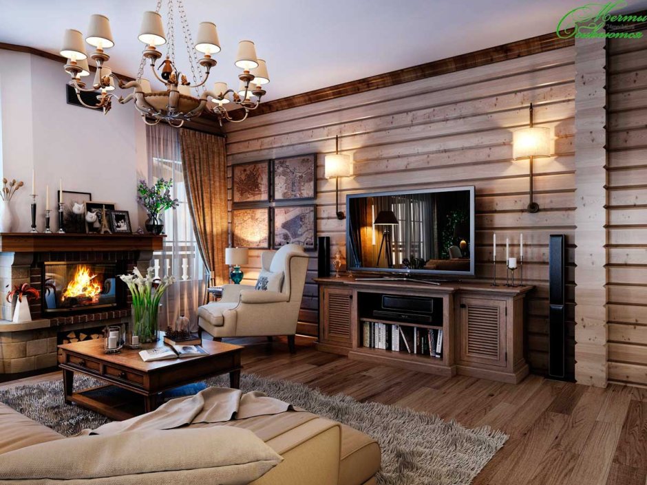 Гостиная в загородном доме