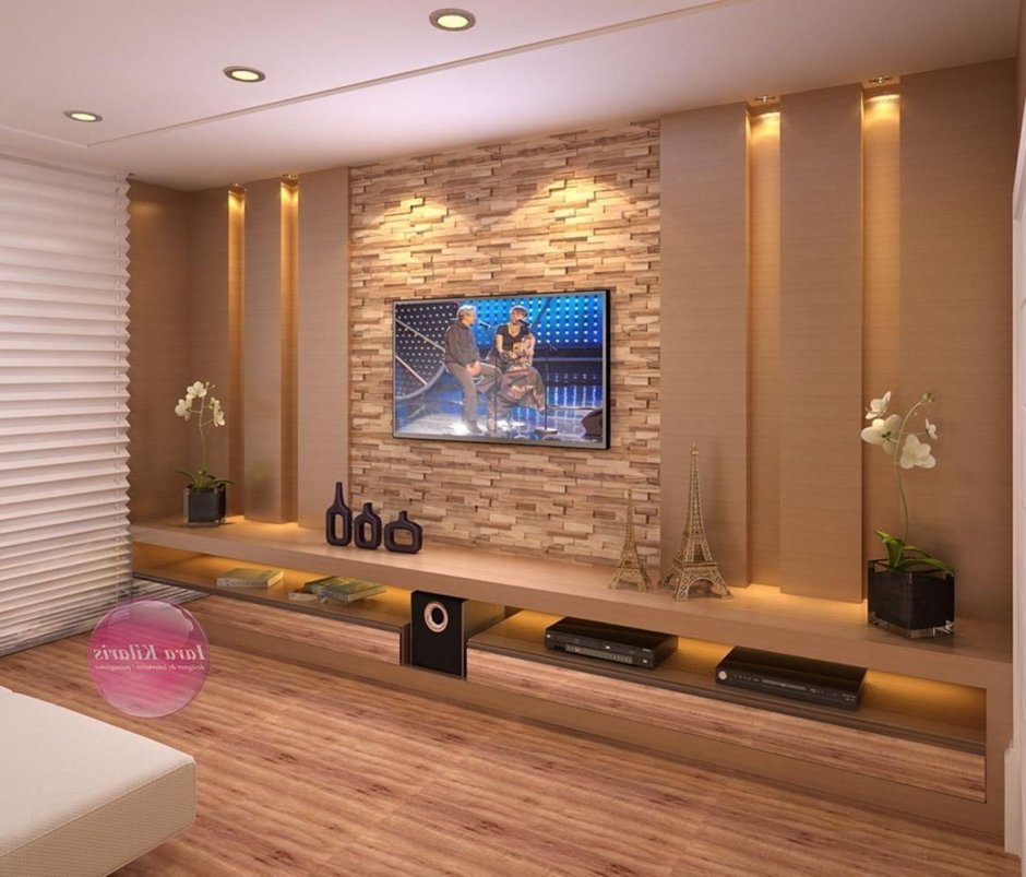 Стена под телевизор в гостиной