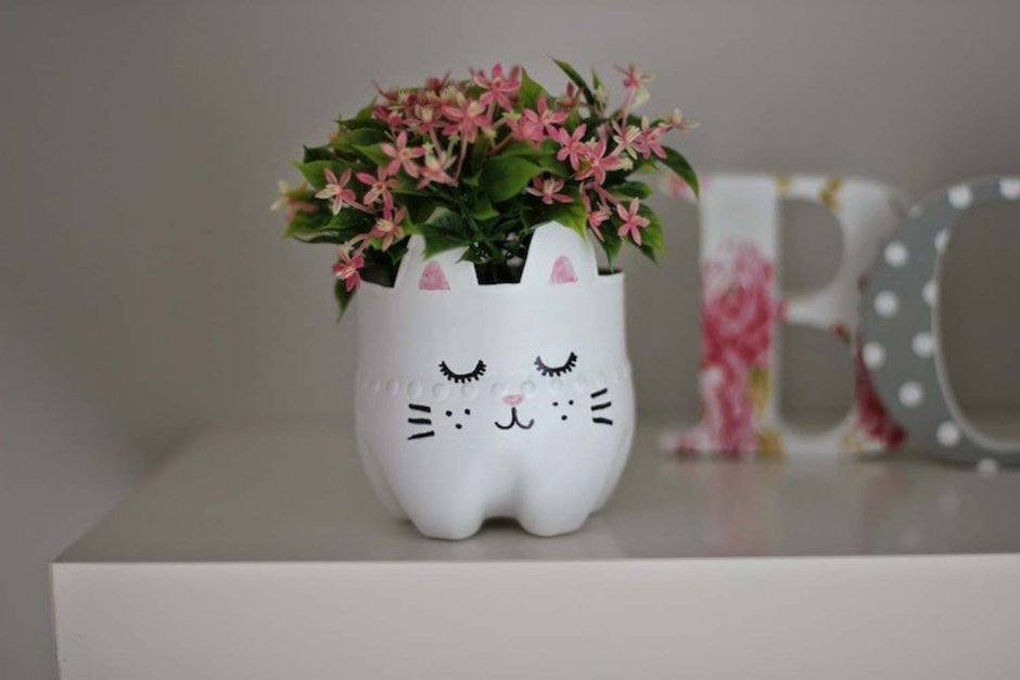 Цветочный горшок в виде кота