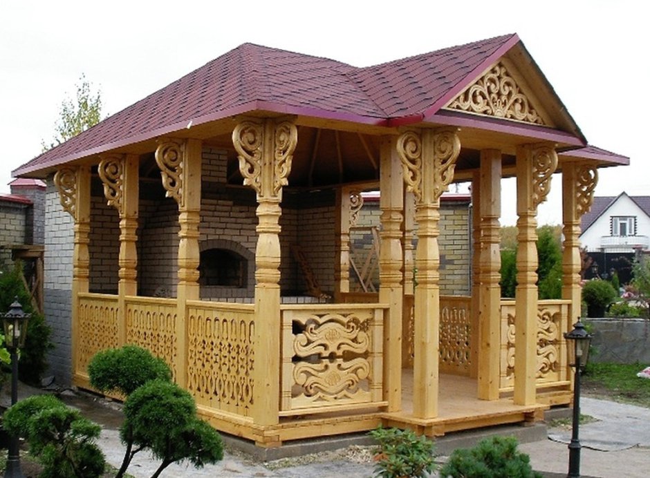 Красивые деревянные беседки