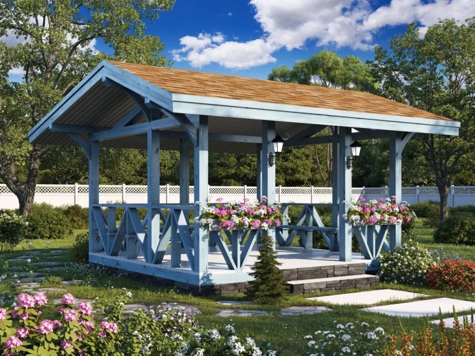 Красивые деревянные беседки