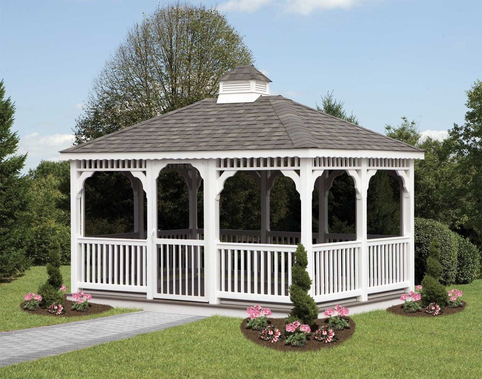 Беседка для дачи белая