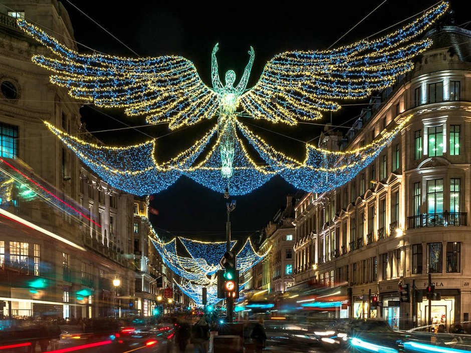 Риджент-стрит в Лондоне в Рождество
