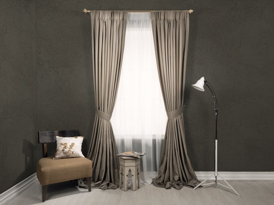 Портьера со складками в интерьере