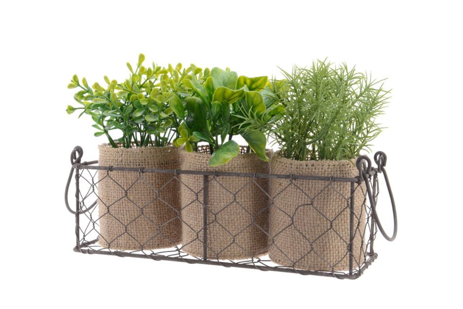 Плетеный горшок с зеленью