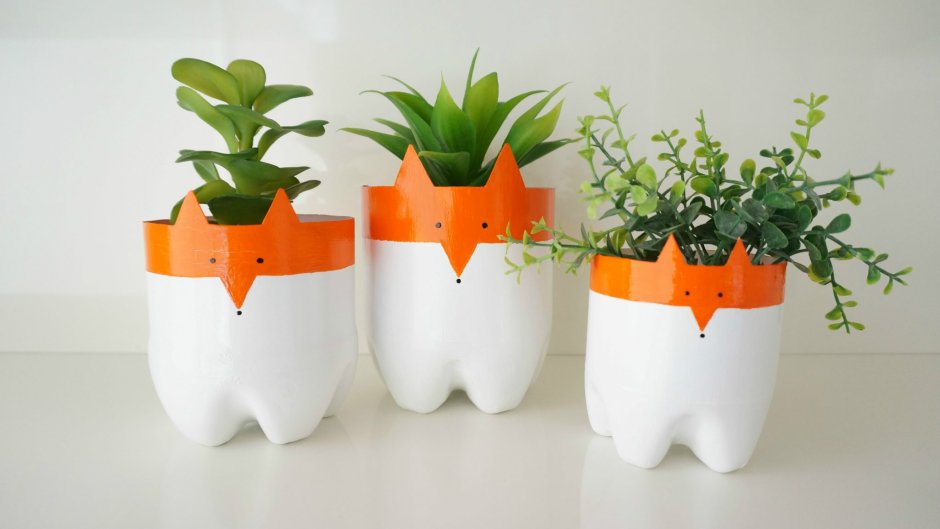 Горшок из баклажки для цветов