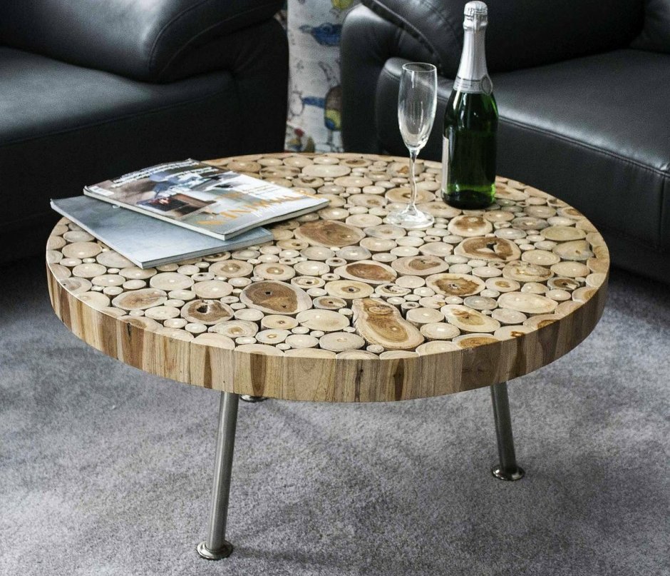 Журнальный столик из среза дерева