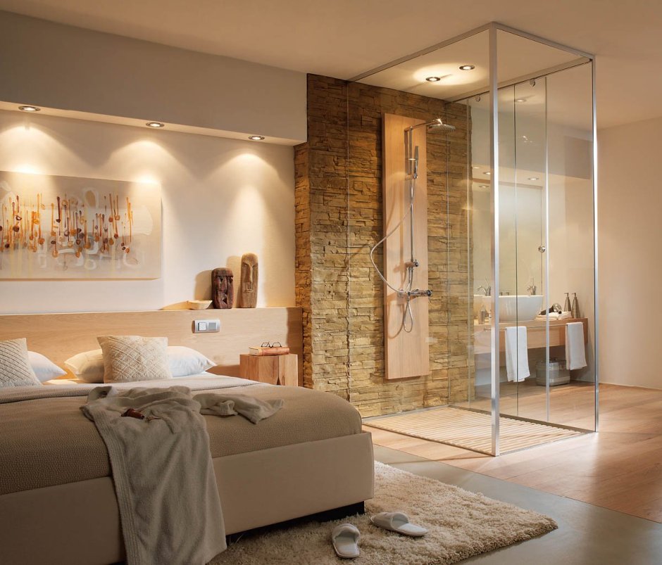 Спальня с душевой кабиной