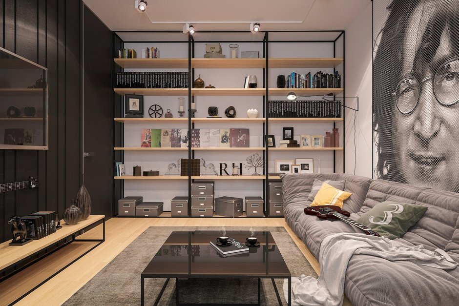 Интерьер комнаты в стиле рок