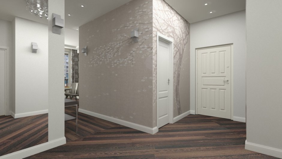 Светлые обои в коридор