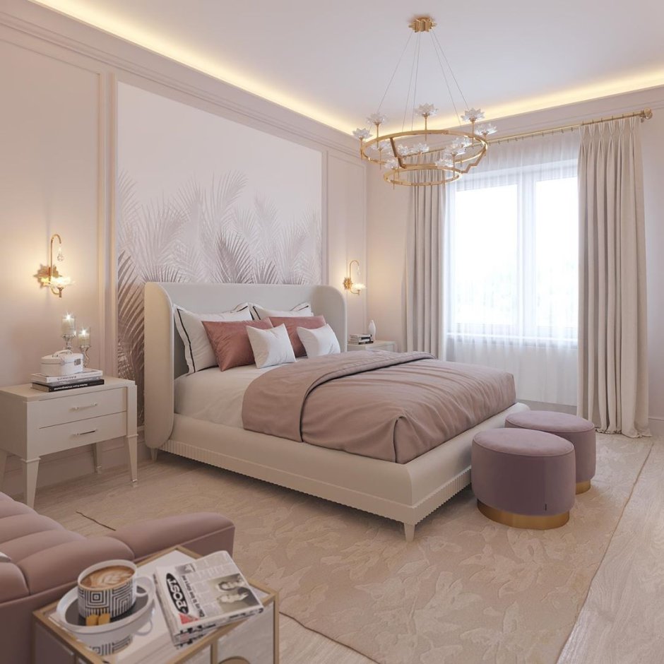 Спальня в светлых тонах
