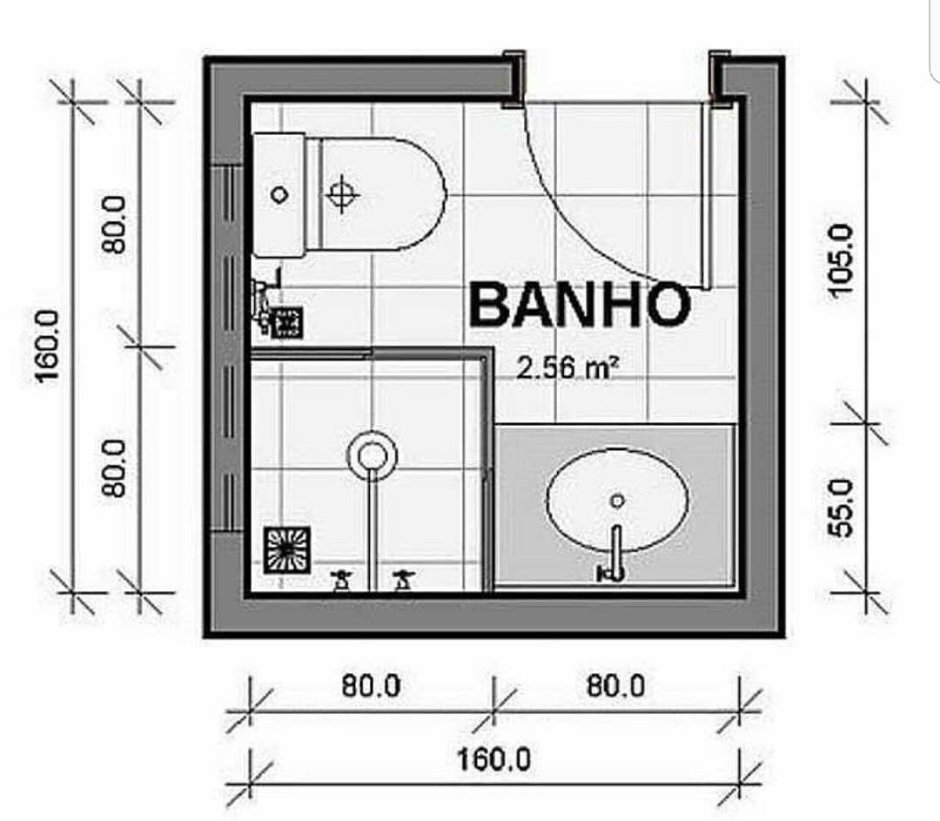 Минимальный размер санузла с душем