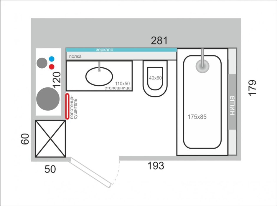 Габариты раздельного санузла стандартные