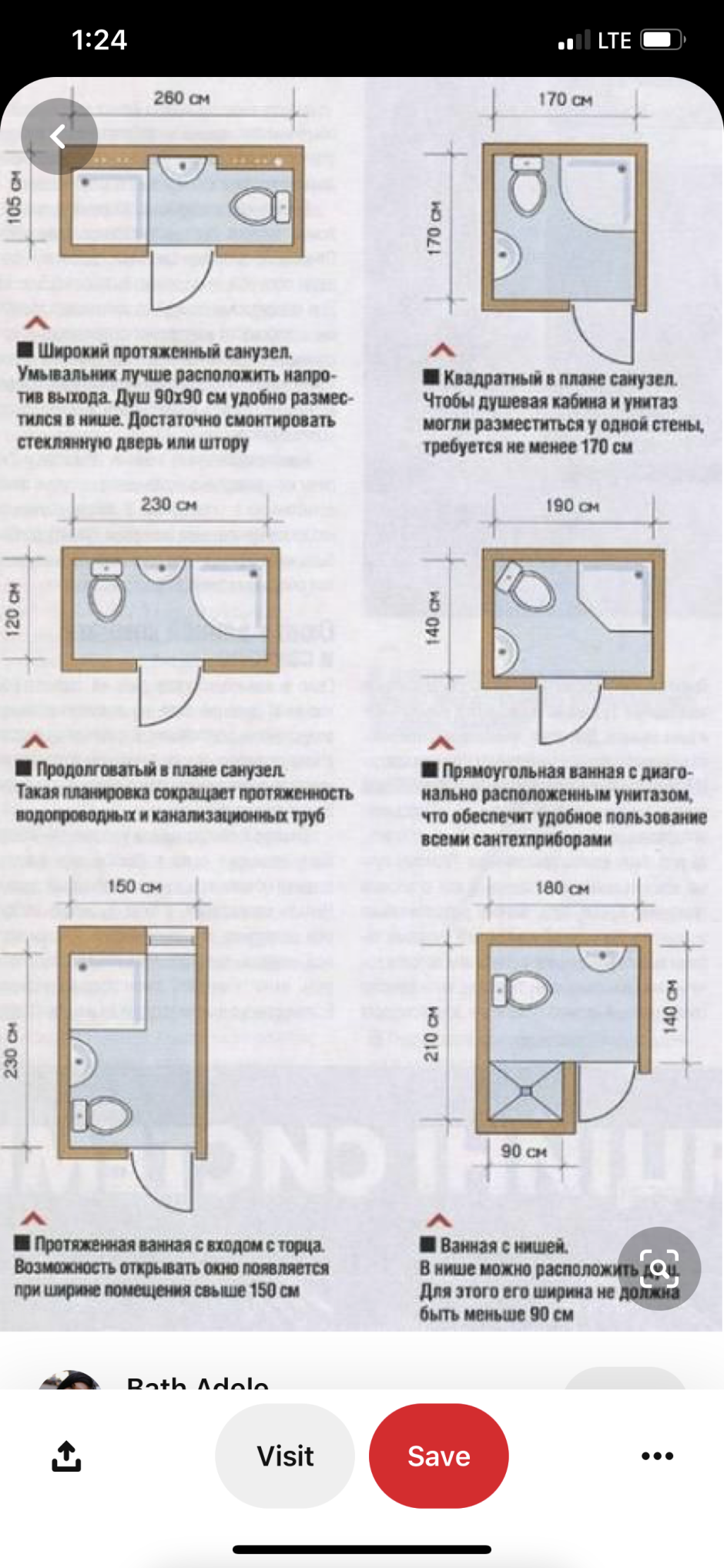 Узкий санузел с душем