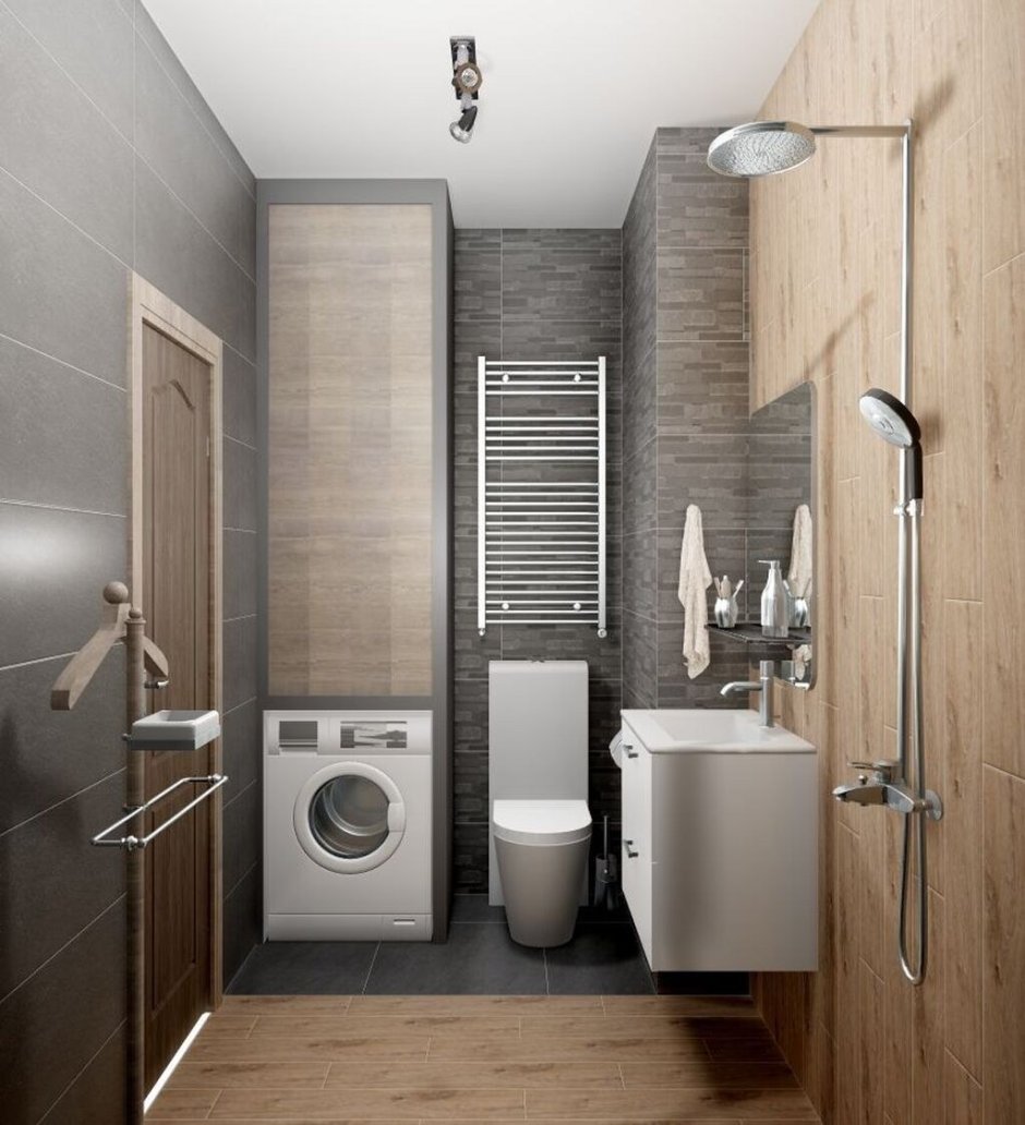Ванная комнаты совмещенной с туалетом и стиральной