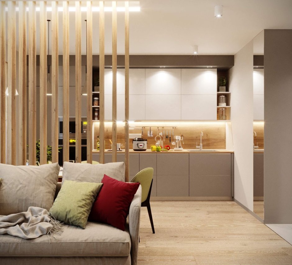 Зонирование кухни-гостиной 30 кв.м