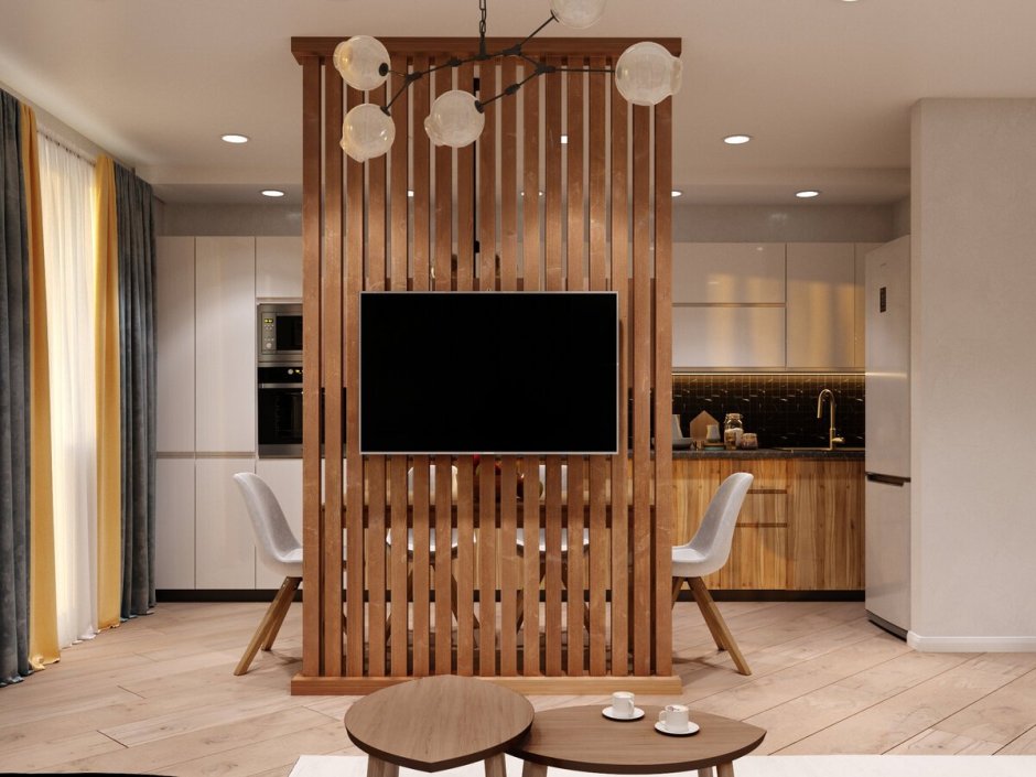 Деревянные перегородки для зонирования пространства