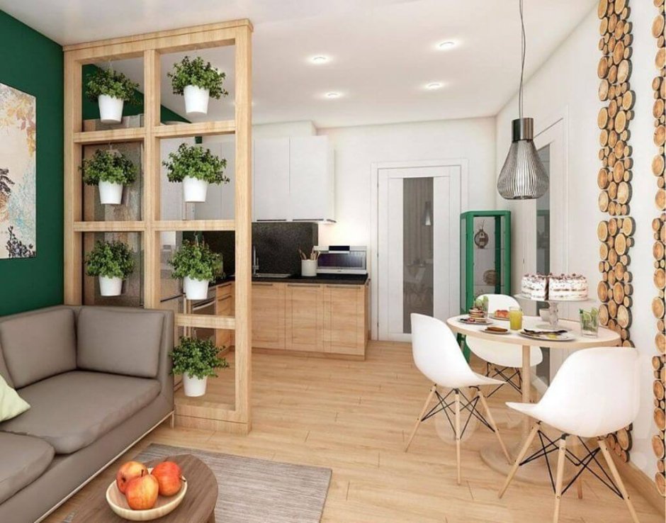 Барная стойка между кухней и гостиной