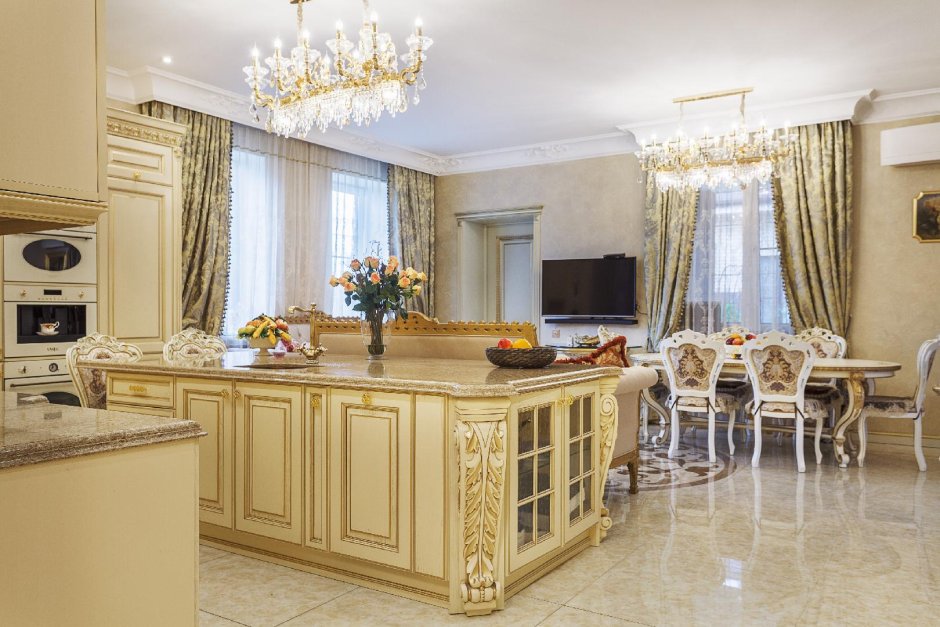Кухня гостиная в дворцовом стиле
