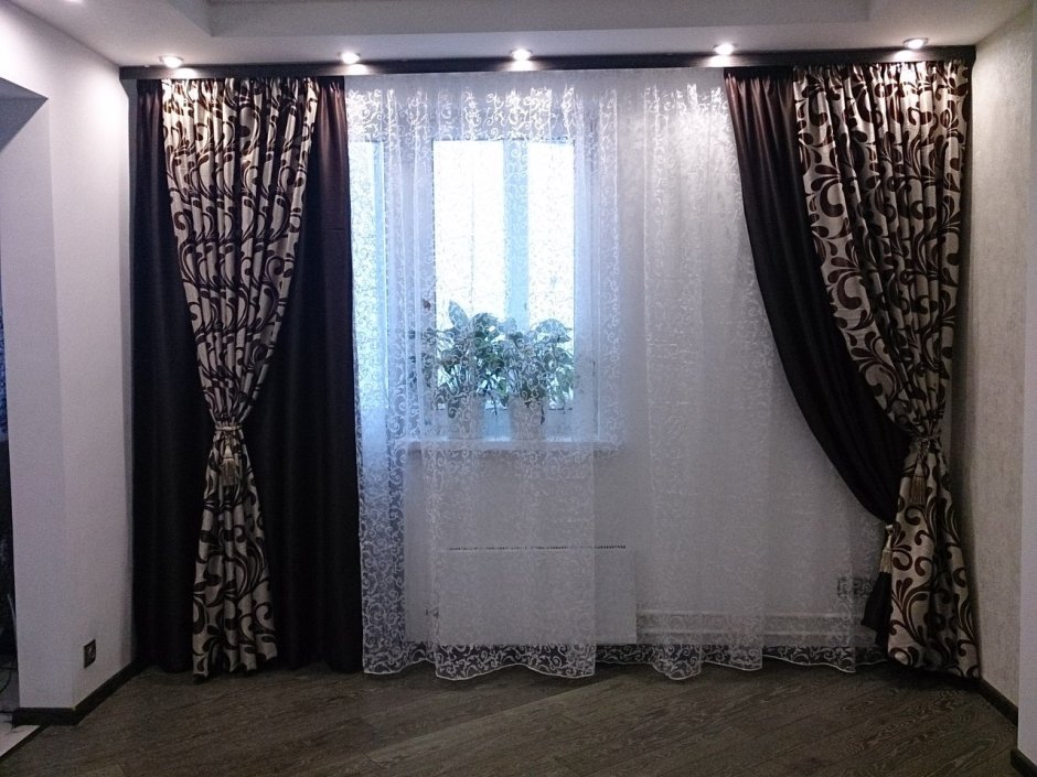 Шторы ночные для зала двойные